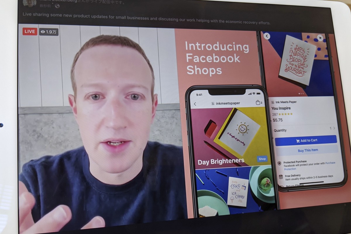 Mark Zuckerberg memperkenalkan fitur Shops dalam sebuah livestream